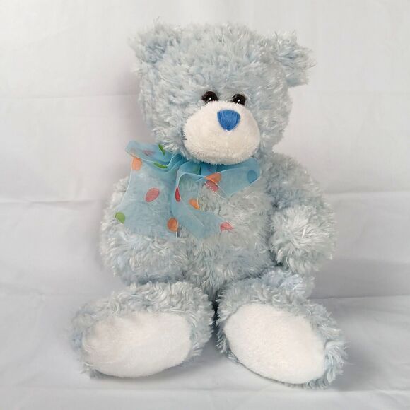 Ty Classic Raindrops The Blue Bear with a Polka Dot Ribbon Medium No Tags - Picture 2 of 13